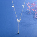 Wholesale S925 Sterling Silver butterfly Design Long Chain Fashion Pendant Necklaces Luxury Style for Party Gift MegaBDM
