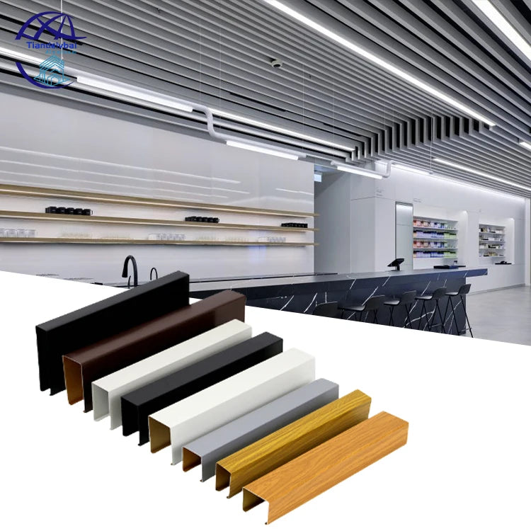 Customized U Shape Ceiling Wood Grains Color Decoration for Office Hotel Ceilling