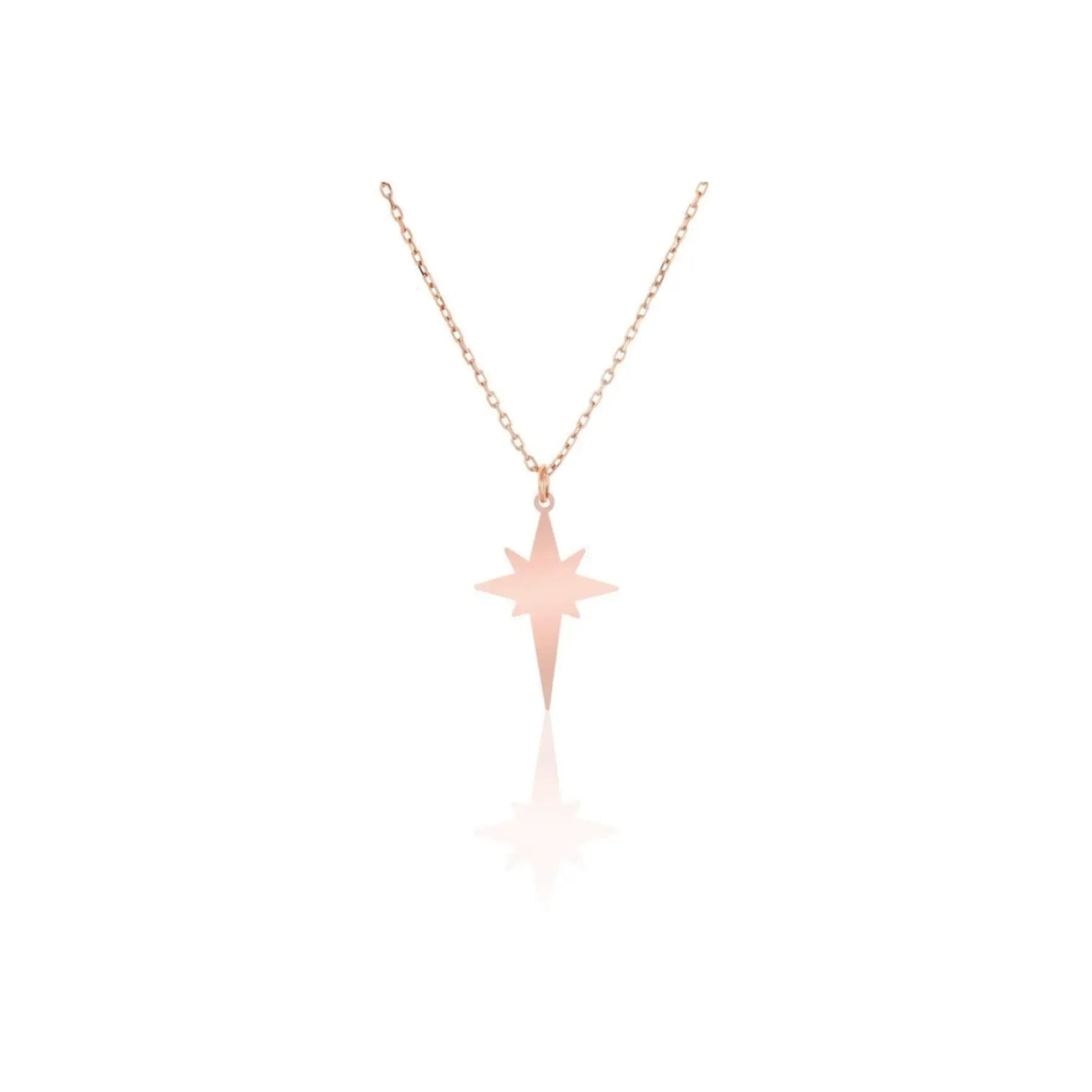 925 Sterling Silver North Star Fine Pendant Necklace Made in Turkey