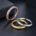 CNC Engraved Wan Fu Character Titanium Steel 18K Gold Plated Ring for Women Couple Band Tarnish Resistant