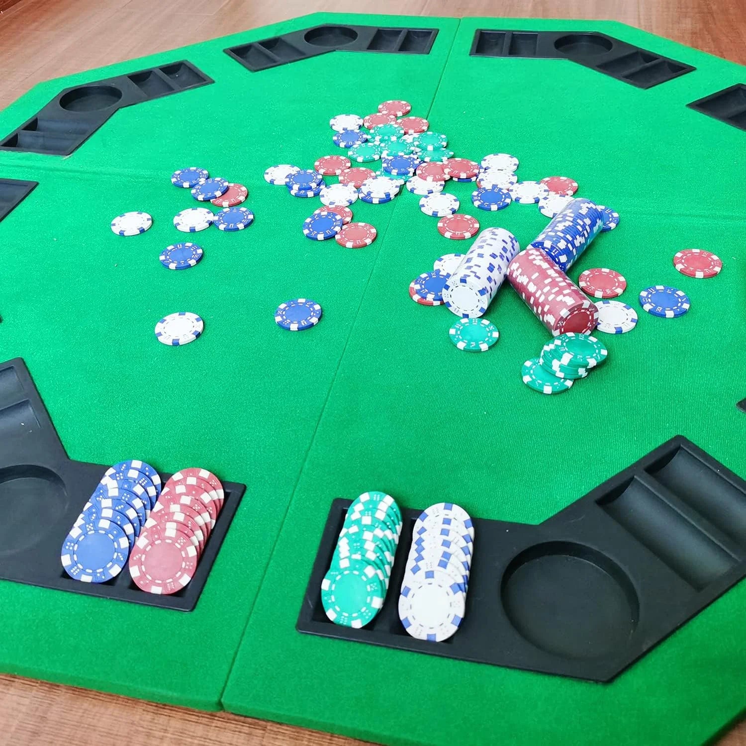 100 Pieces 11.5g Clay Composite Dice Striped Casino Poker Chips- 4 Colors (red Green White and Blue)Custom Logo