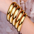 High-Quality Women's Jewelry Gift Accessories Mirror Polished PVD Coated 18K Gold Round Ball Closed Stainless Steel Bracelet