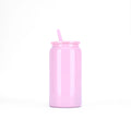 Wholesale 16oz Stainless Steel Double Wall Insulated Tumbler Sublimation Blank White Colorful Soda Drink Can with Straw Low Moq