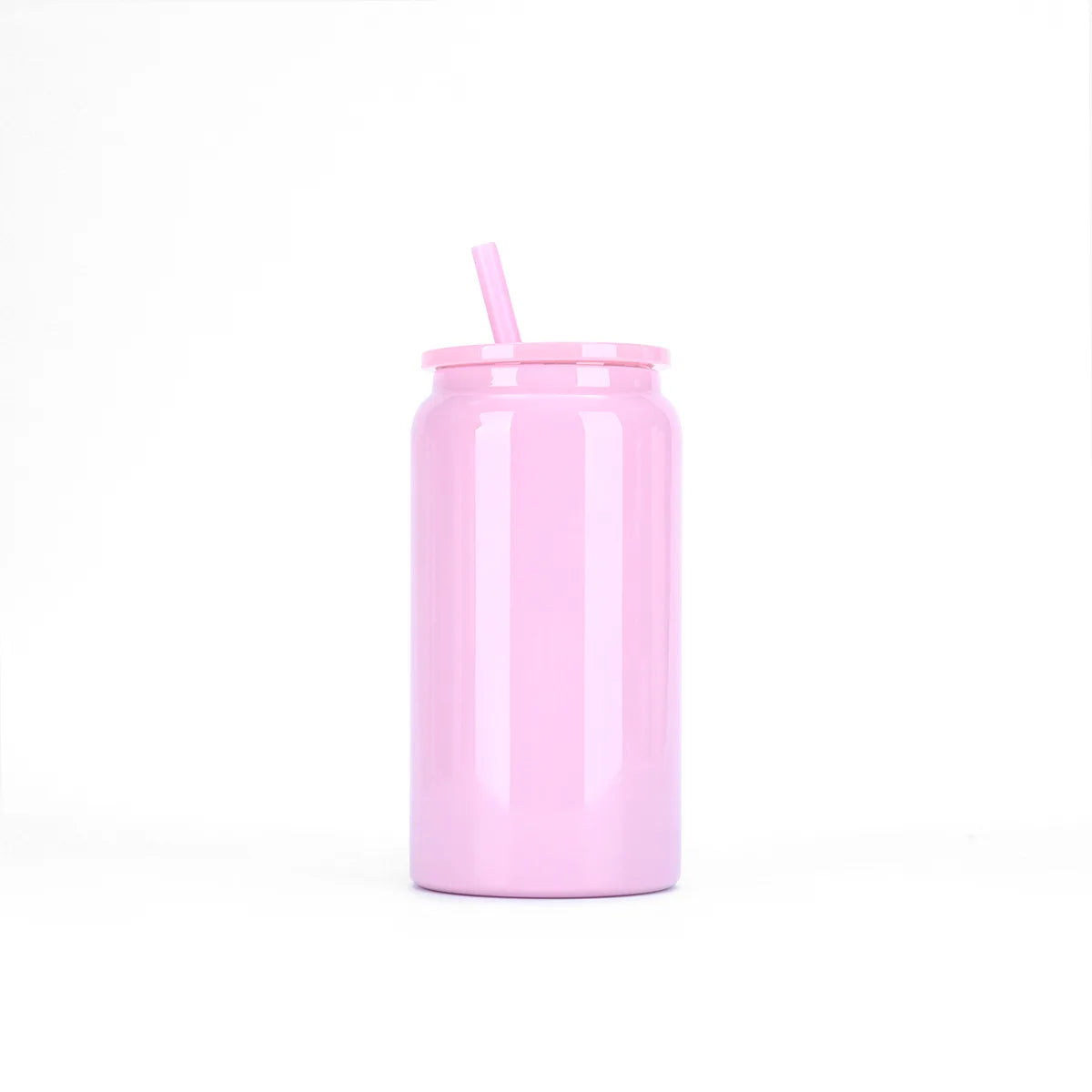 Wholesale 16oz Stainless Steel Double Wall Insulated Tumbler Sublimation Blank White Colorful Soda Drink Can with Straw Low Moq