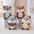 HOT Plushie Little Hamster Holding Fish Keychain Charms Plushy Peluches Dolls Cartoon Mouse Hamster Stuffed Plush Toy Keychain