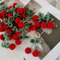 Handmade Custom Knit Fruit Cherry Key Chains Car Hanging Ornaments Crochet Cherry Plush Keychain Bag Charms Hanging Accessories