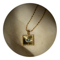 Oval Zircon Charm Stainless Steel square Devil Eye Pendant Necklace