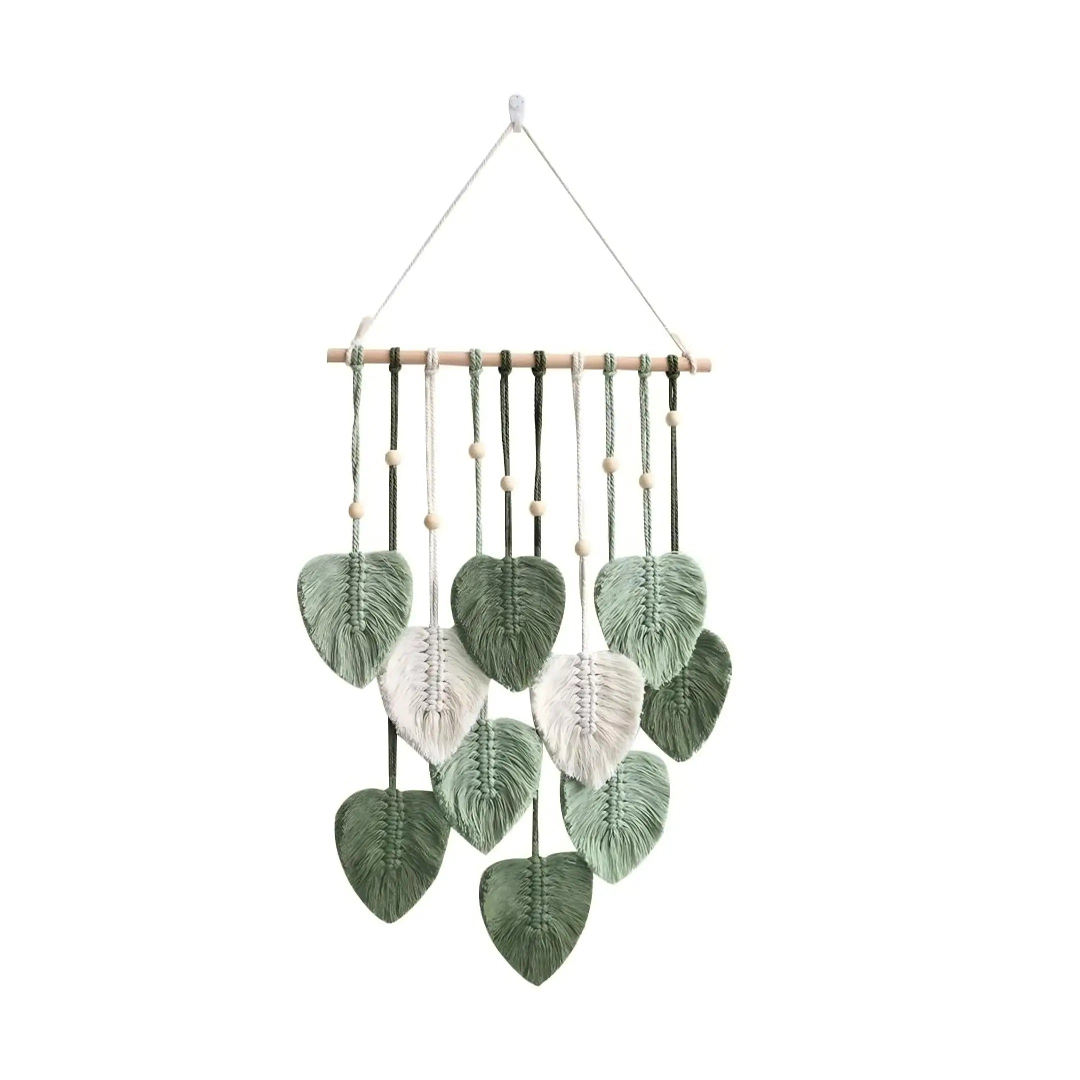 Brown & Green DIY Leaf Macrame Tapestry Boho Home Decor Wall Hanging for Living Room Aesthetic Wall Hangings and Gifts