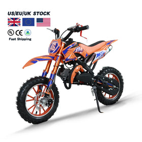 US/EU Warehouse 49CC Two-Stroke Pull Start Youth Motocross High Power Small Dirte Bike Motorcycle