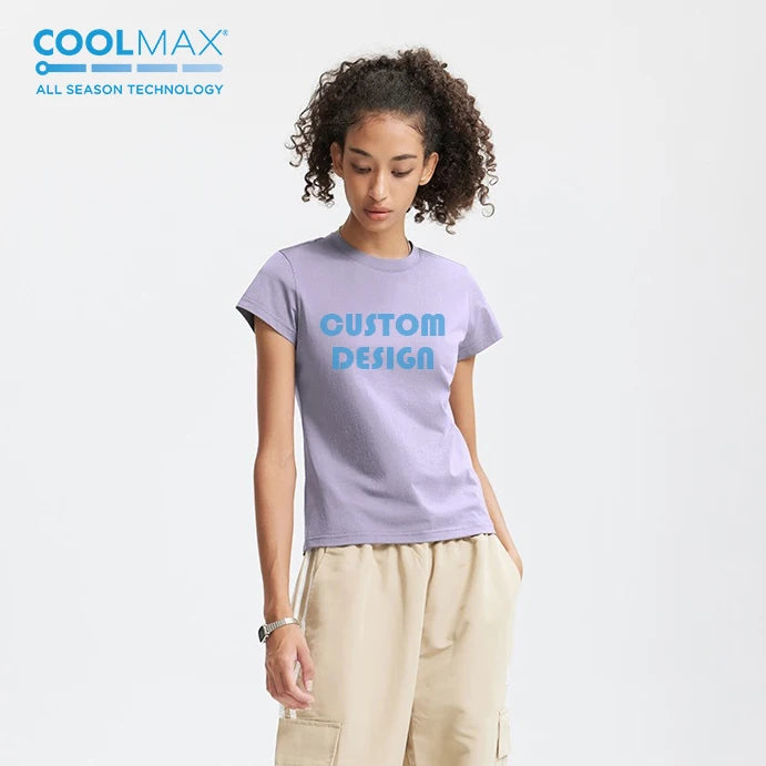 COOLMAX ActiveFit Women's Sporty T-Shirt for Spring Summer Customizable Quick-Dry Performance UV Protection for Outdoor Sports