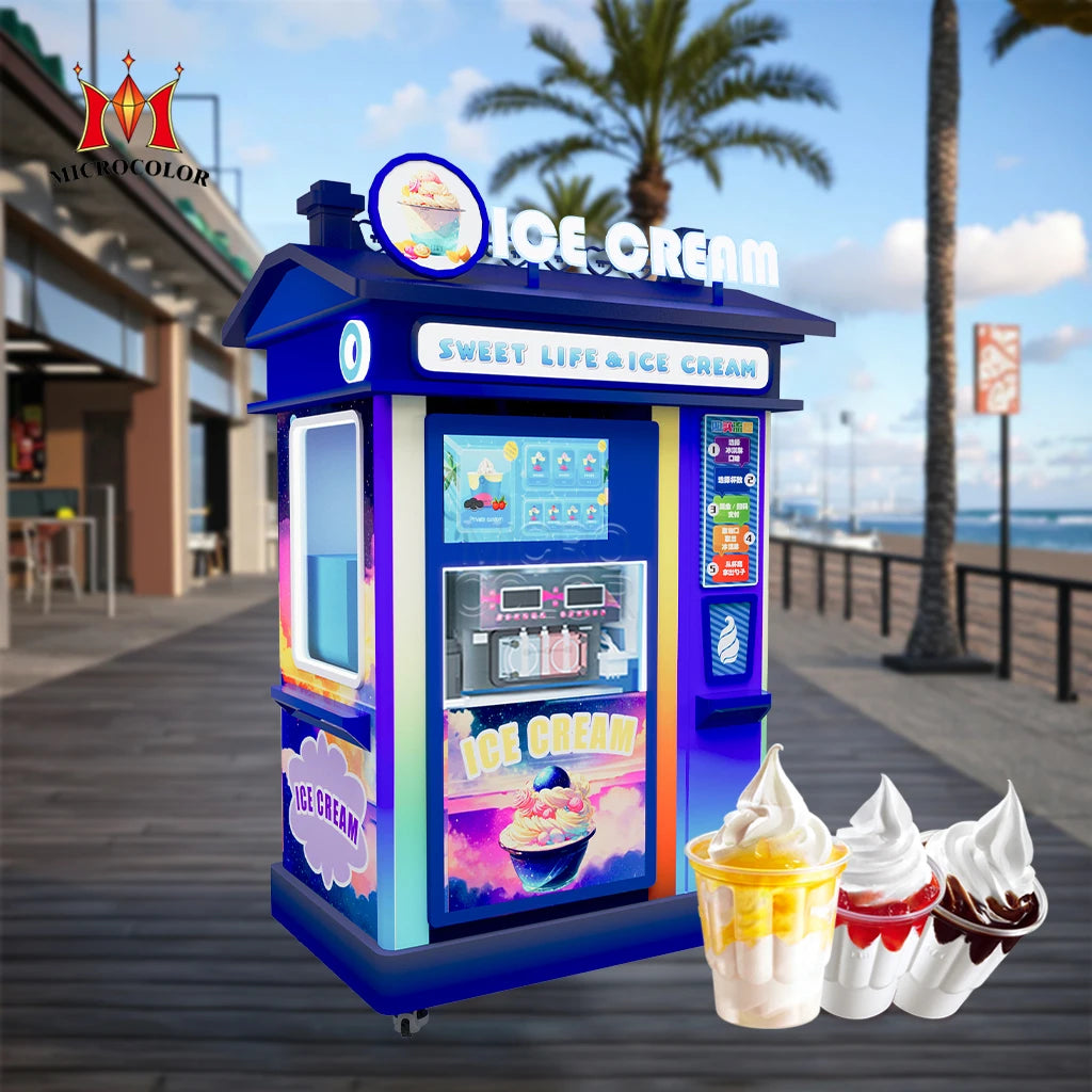 Outdoor 24-Hour Self-Service Smart  Ice Cream Making Machine Commercial Automatic Soft Serve Ice Cream Vending Machine
