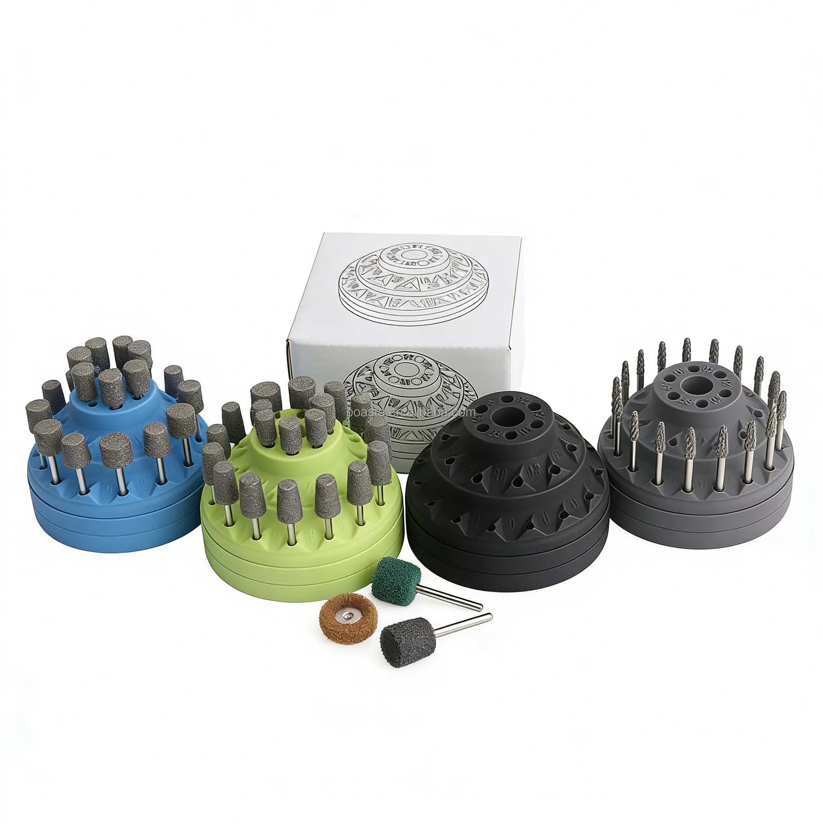 Boasta 360Â° Rotating Jewelry Tool Storage Box with Dust Cover for Engraving Burrs & Polishing Tools 31Holes