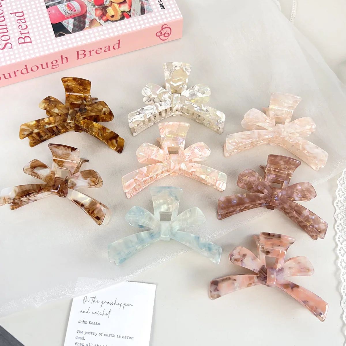 SHE SHARES Sweet Bow Hair Claw Clip Cute French Style Acetate Shark Clip for Women