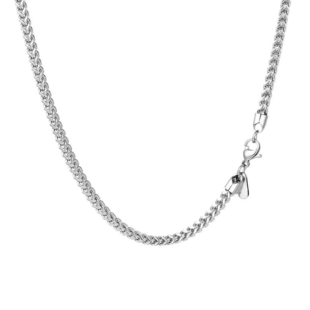 Classical Non-Tarnish Stainless Steel Silver Plated 4MM Franco Chains Necklace for Men Anniversary Gift