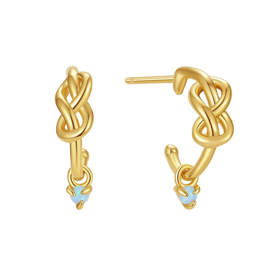 Nagosa Fashion Wholesale Jewelry 14k 18k Gold Vermeil 925 Sterling Silver Opal Kont Half Hoop Earrings for Women