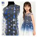 YX1129 Embroidered Tulle Blue and White Gradient Butterflies 3D Tulle Mesh Fabric 2 Yards Latest 2026 Butterfly 3D Mesh Fabric