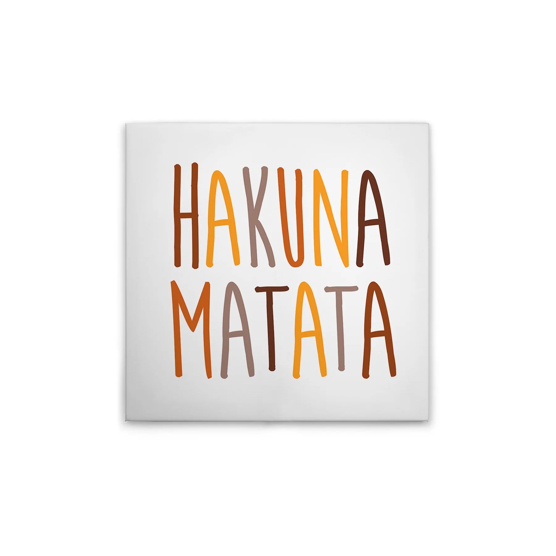 Made in Germany Modern Home Decor Canvas Wall Mural-Hakuna Matata Design in White & Brown with Wooden Stretcher Frame