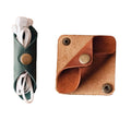 Hot Selling Portable Simple Design Leather Earphone Cable Holder Organizer Retro Genuine Leather Earphone Case