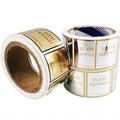 Customized Waterproof Adhesive Sticker Glass  Parfum Essential Oil Bottle Gold & Silver Labels for Gift & Craft Packaging