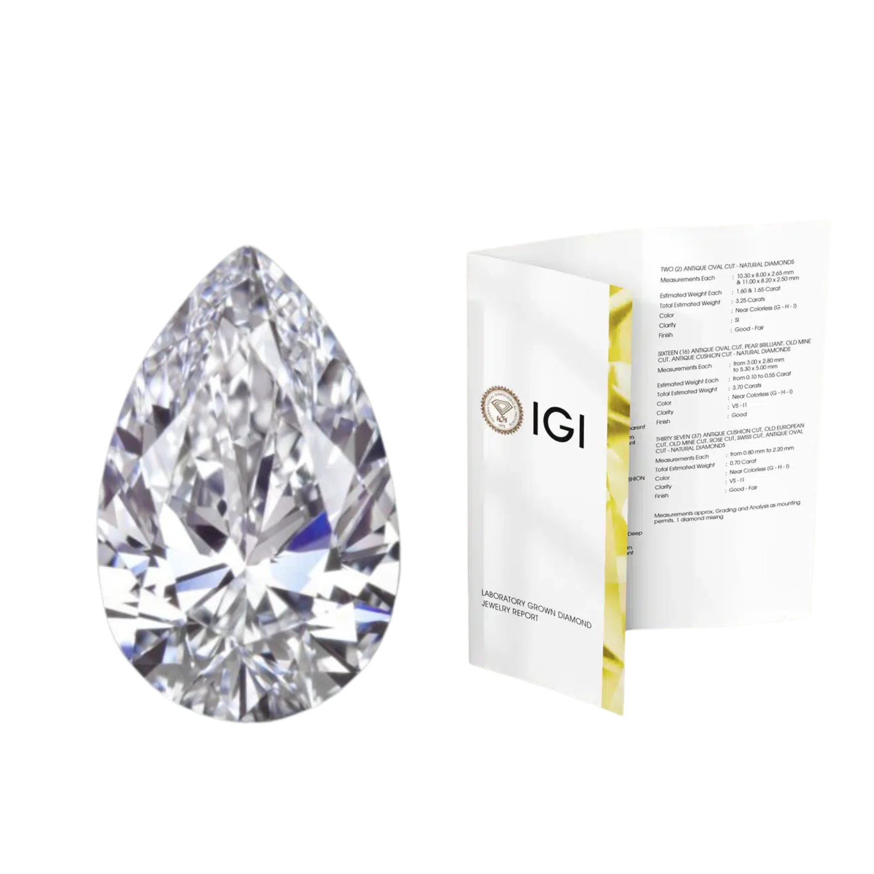 1 Carat Luxury Pear Shape IGI Certified Lab Grown D Color VVS1 Loose Diamond by SHREERAJ SOLITAIRE