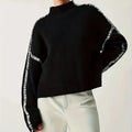 Latest Ladies Turtleneck Knitting Sweater 100% Polyester Double Breasted Vintage Casual Spring Anti-Wrinkle Long Sleeve Front