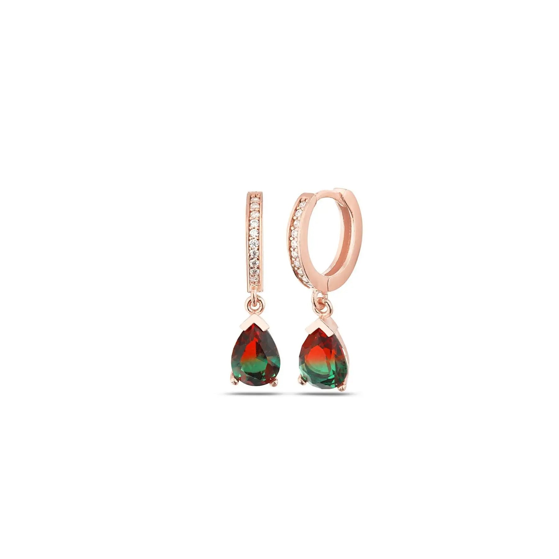 Azuris 925 Sterling Silver Drop Tourmaline Cuff Earrings with Stone Clip Fine Jewelry Turkey Origin