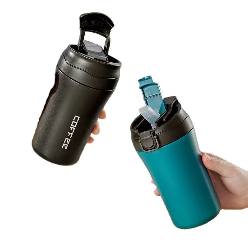 400ml Reusable Stainless Steel Coffee Tumbler Modern Design with Leakproof Lid Double