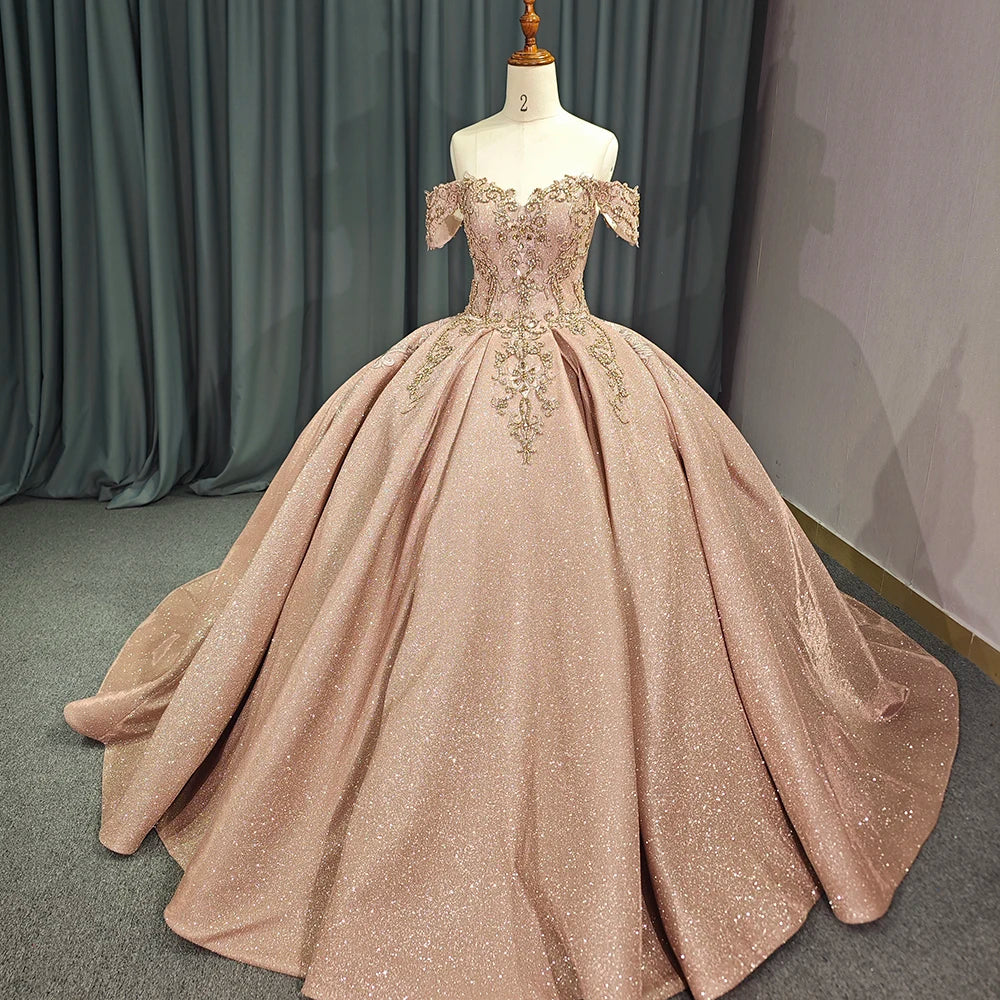 Jancember 6733 Glitter Bean Paste Off Shoulder Quinceanera Party Gowns Dresses