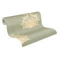 Made in Germany - Luxury Wallpaper rolls Damask Green Gold Non Woven Vinyl Contract Wallpaper for Hotel - 1005 x 070 m