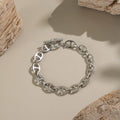 Waterproof 316L Stainless Steel Hiphop Bracelet Round & Oval Link Chain for Women Men Couples-Anniversary Gift Lover's Shape
