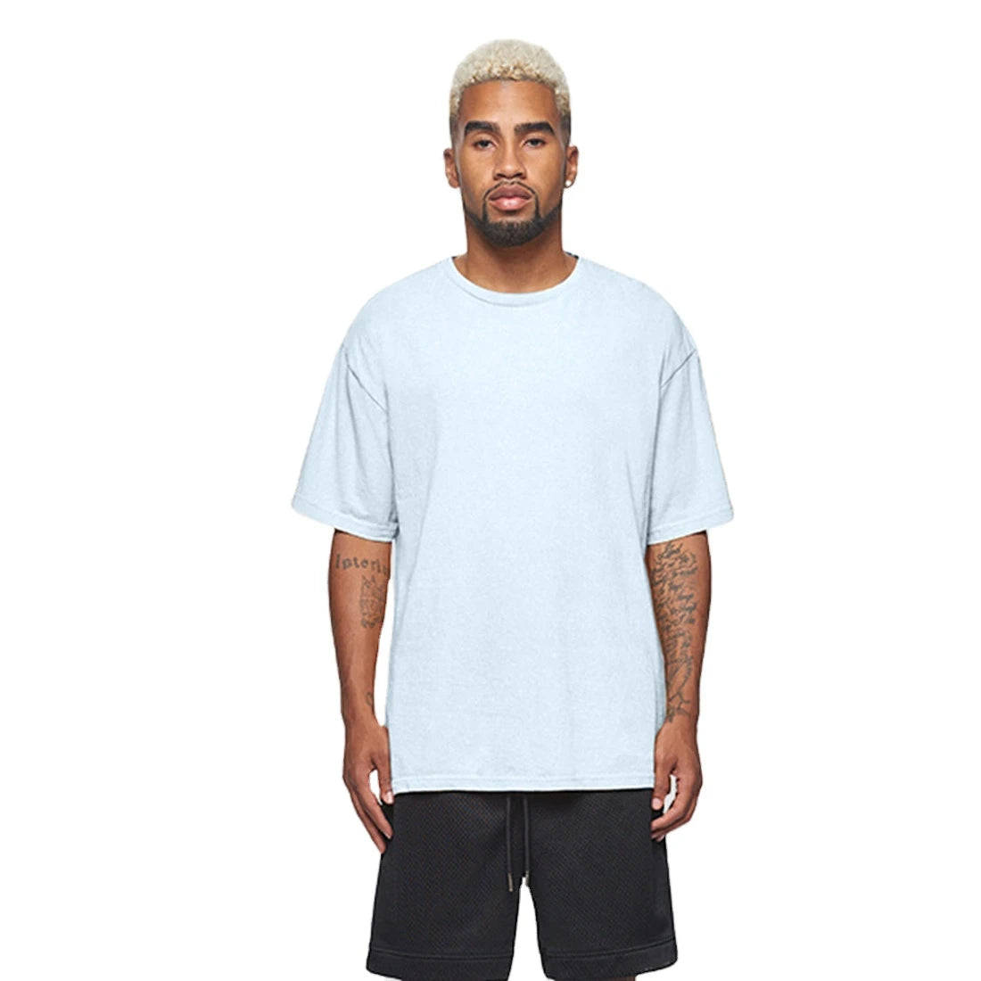 Custom Logo Acid Washed Oversize Heavy Anti-Wrinkle Men's T-Shirt 100% Cotton Plain Street Style with Solid Pattern Long Style