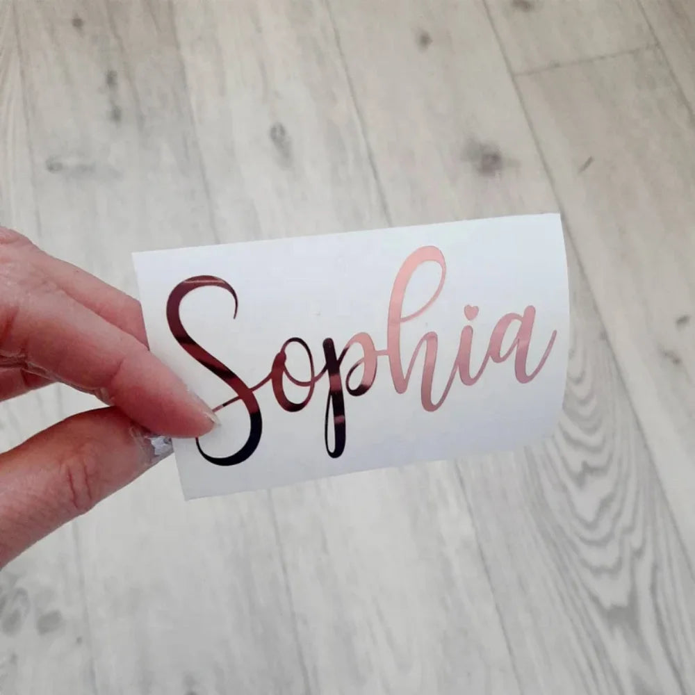 Custom Name Decal Gift Box Sticker Glass Wedding Name Stickers Calligraphy Champagne Personalised Vinyl Waterproof Free Opp Bag