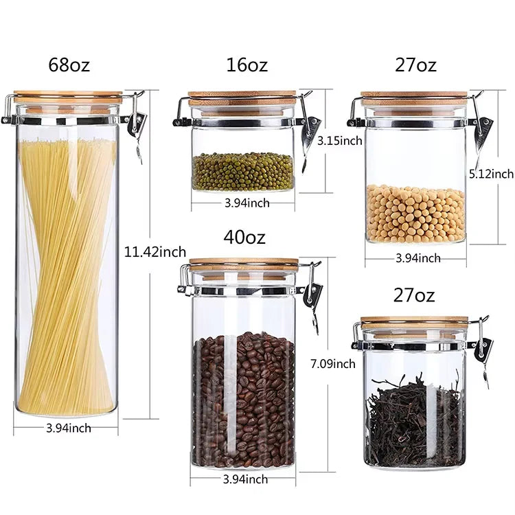 Easy Classic Glass Food Jars Spice Bottles Glass Lid Kitchen Storage Cost-Effective Cookie Canisters Multifunction Large
