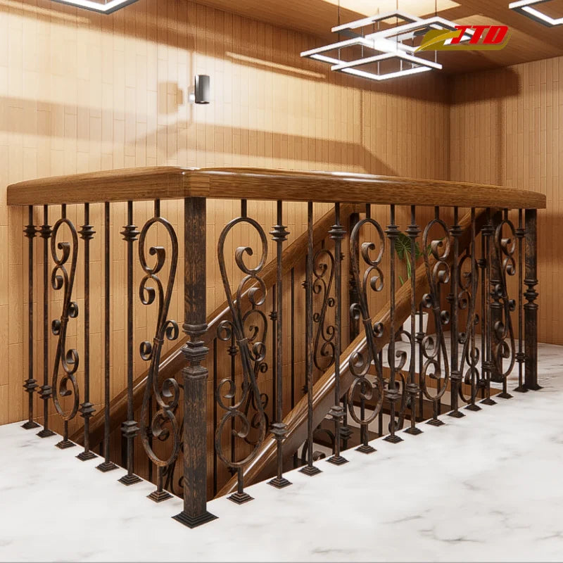 Handcrafted wrought iron stair handrails for stair projects Unique design adds beauty safety and value
