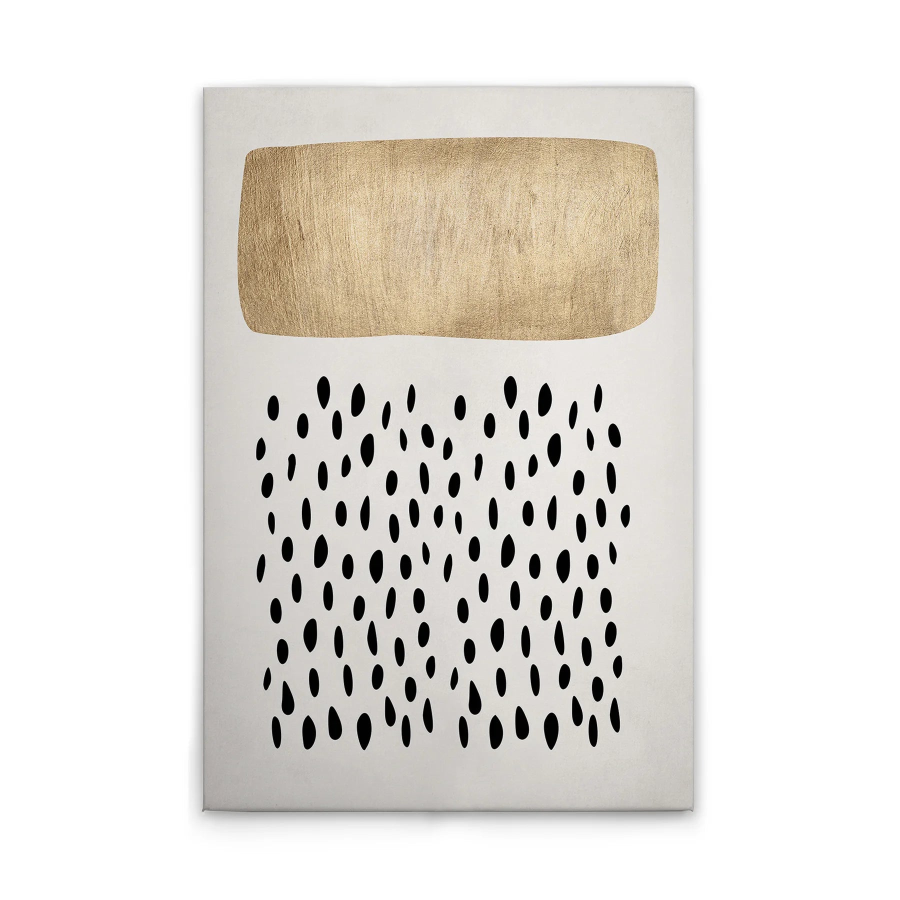 Modern Hanging Wedding Wall Art-Made in Germany Canvas Picture Raincloud Black Gold Cream Gold Stretcher Frame Art