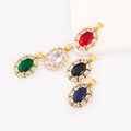 18K Gold Plated Copper Oval Colored Pendant Collection Cubic Zirconia Accents Children's Fashion Making Wholesale Accessories