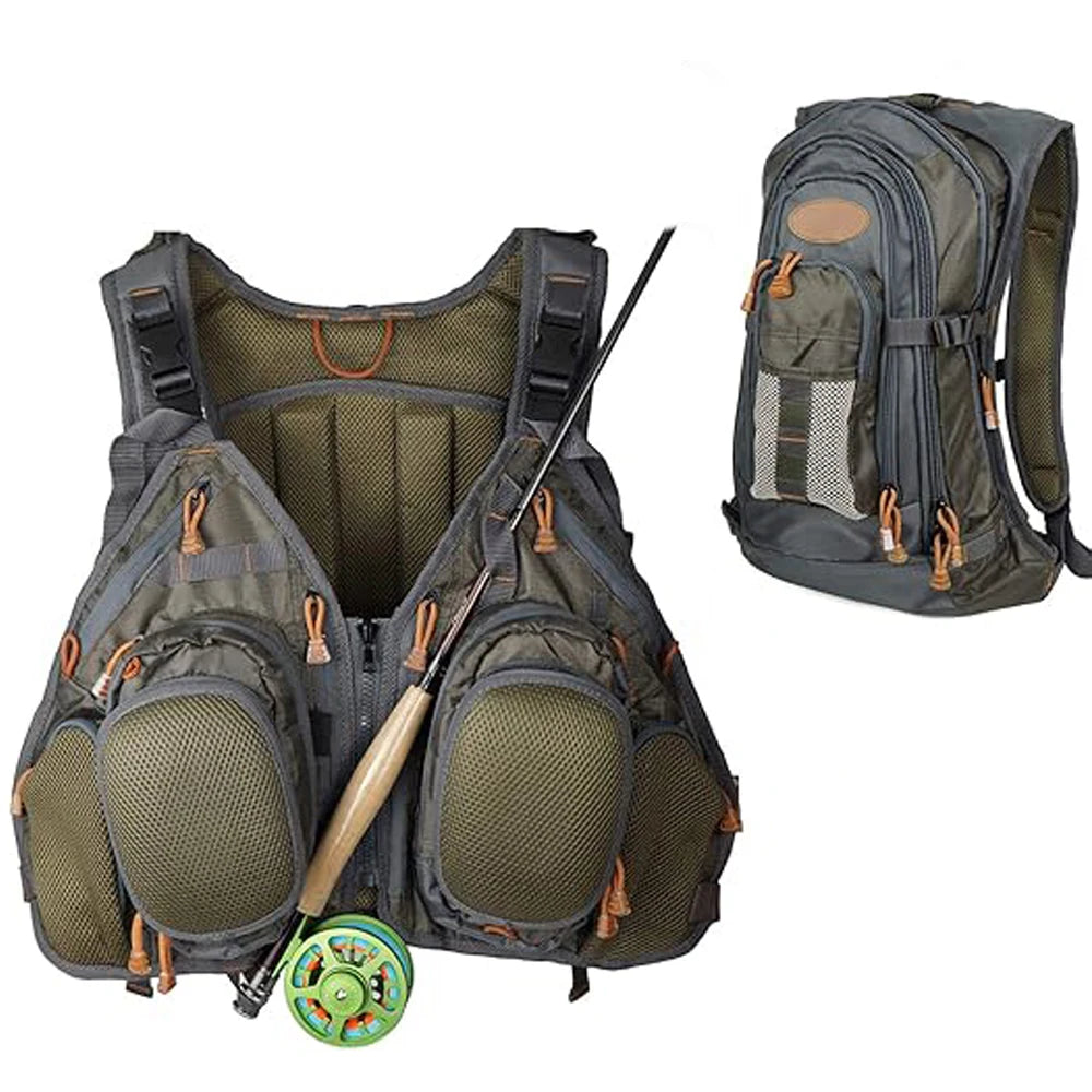 Classic Design Fly Fishing Vest Backpack Fishing Chest Pack Fishing Vest BTI-10F-R01F02 (B07)