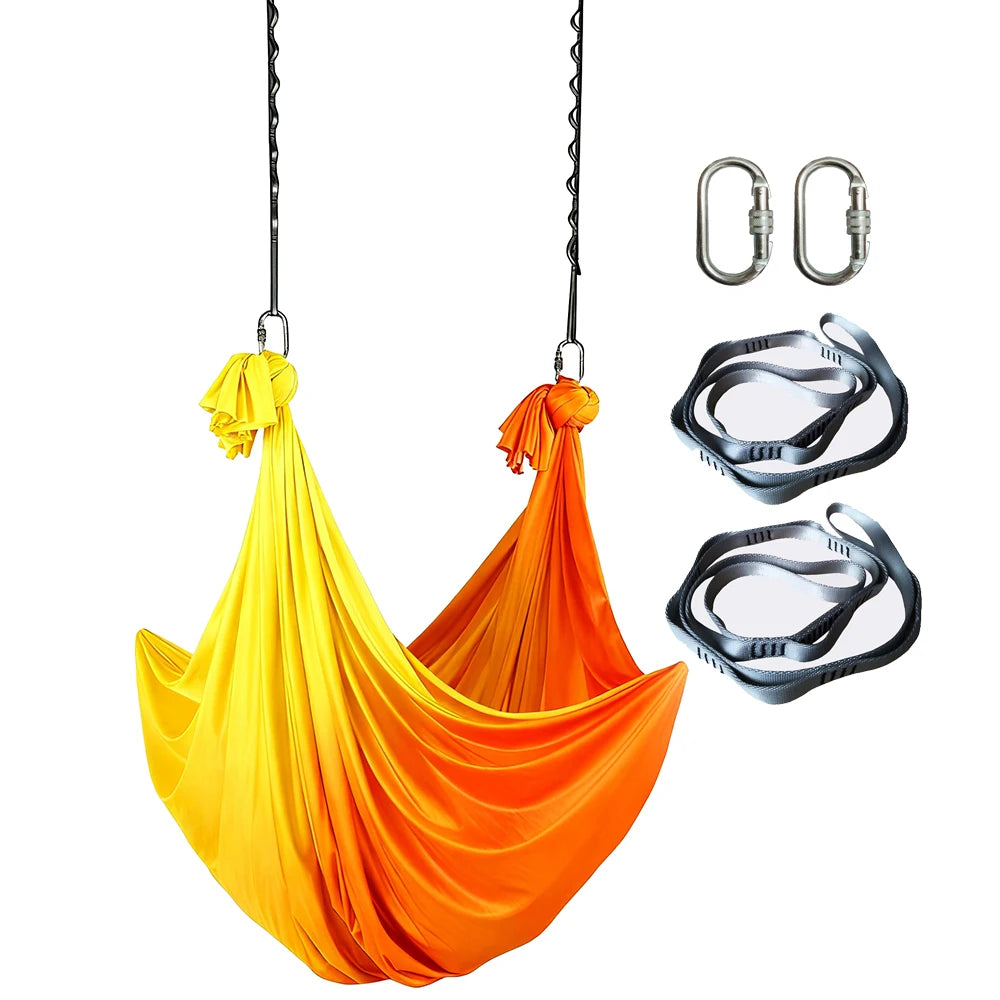 Tie Die Aerial Yoga Hammock Set Nylon 500x280cm Suspension Training Physical Therapy Includes Straps Carabiners Carry Bag