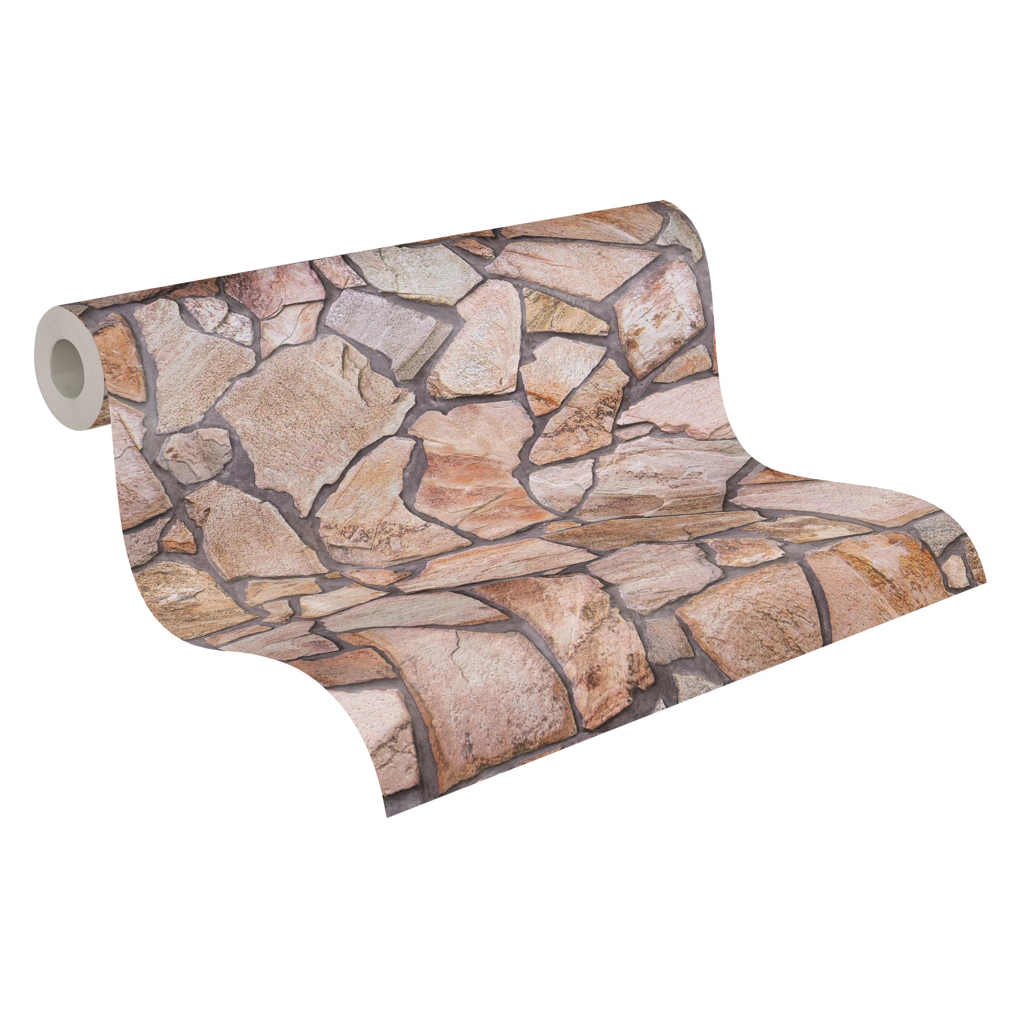 Made Germany Stone Look Wallpaper Rolls-Brown Beige Grey Non Woven Vinyl-Abrasion Light Resistant Living Room Kitchen