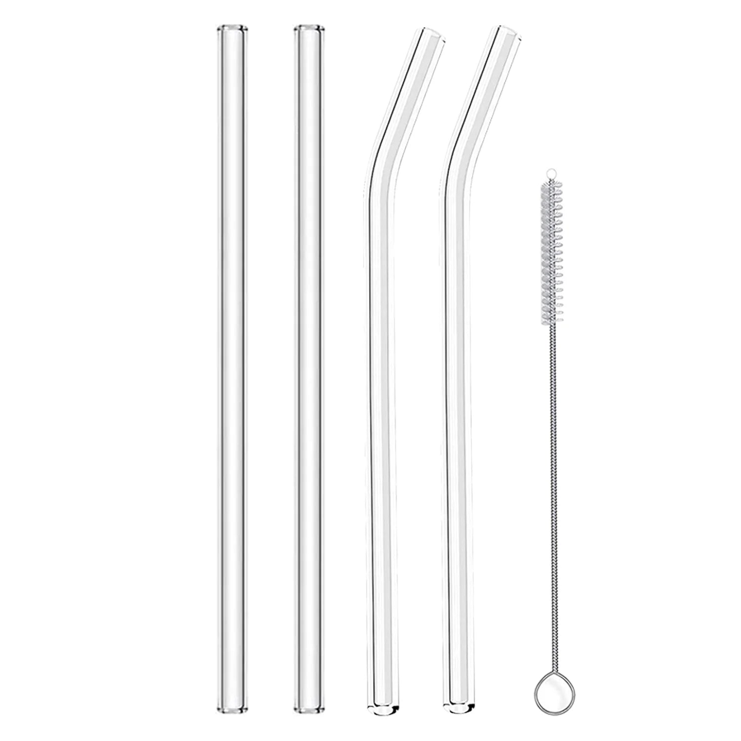 Reusable Drinking Straw Eco Friendly Glass Straw for Bubble Tea Smoothies Frozen Drinks Pack of 4 Pieces with 1 Cleaning Brush