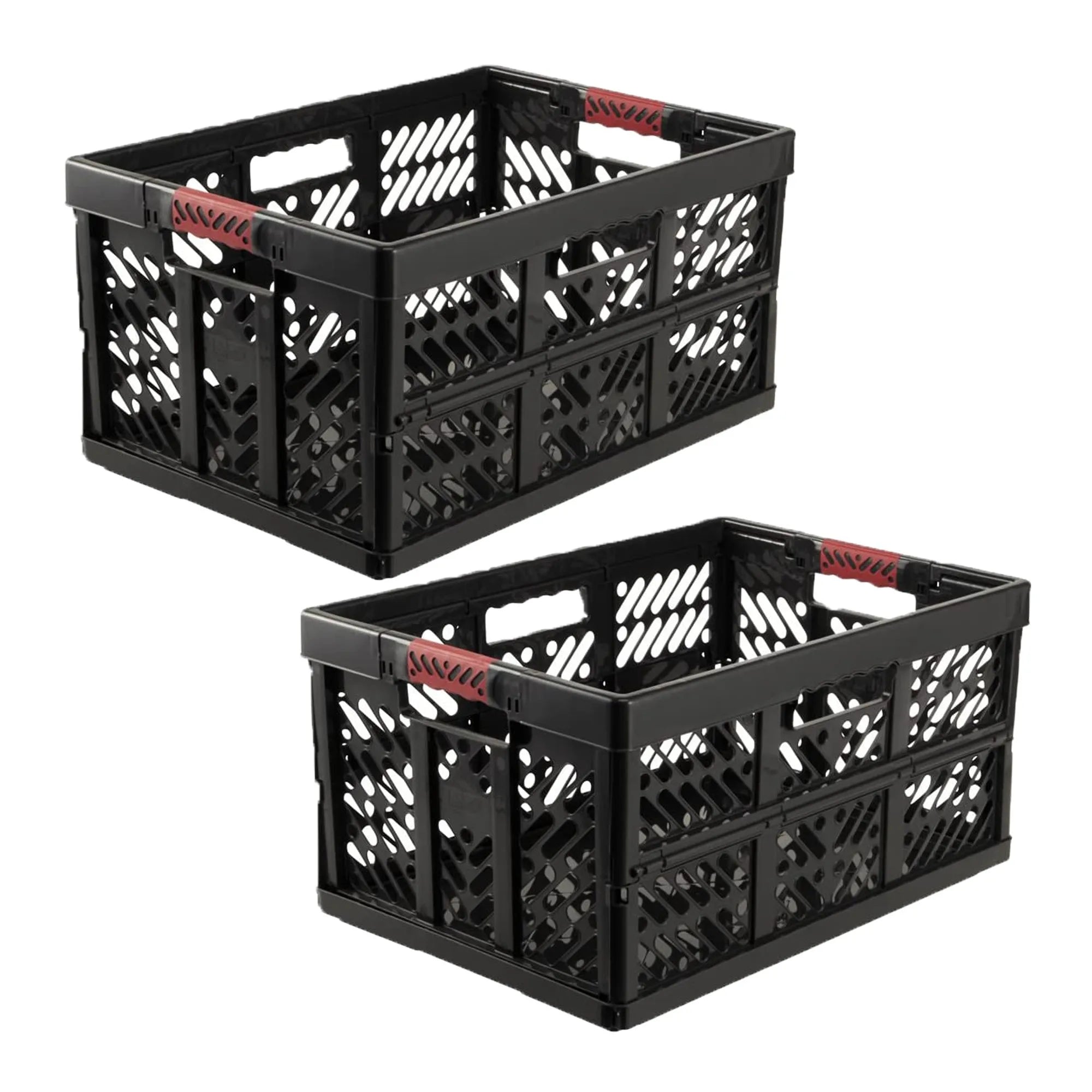 Pack of 2 sturdy Ben collapsible boxes with handles 45L in graphite grey