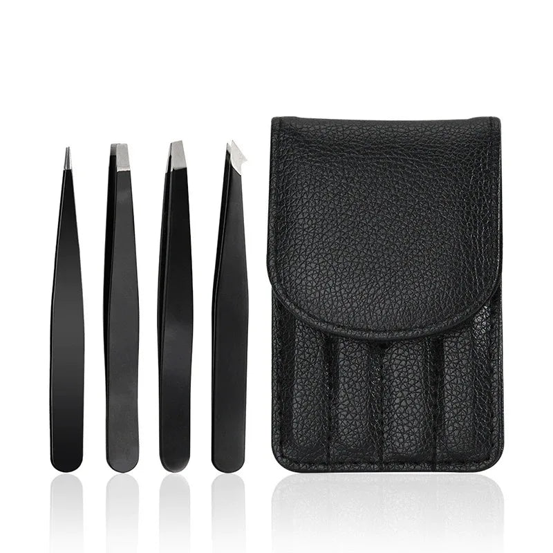 Professional Stainless Steel Slanted Tip Eyebrow Tweezers Eyebrow Hair Removal Clip Makeup Sets Eyelash Extension