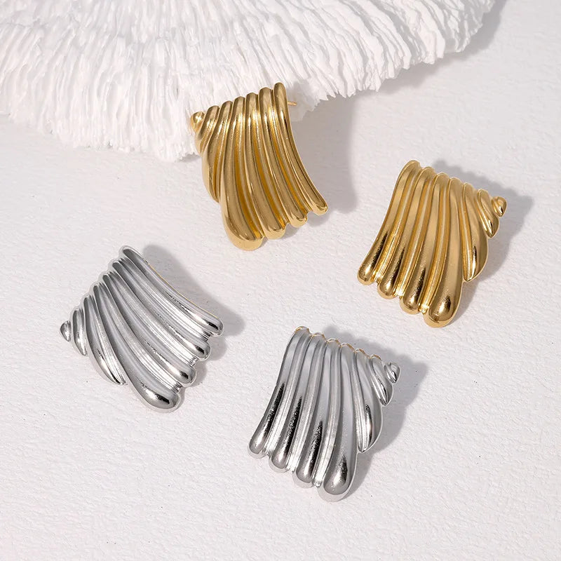Beimai OEM Stud Earrings Wholesale Fashion Simple Gold Plated Stainless Steel Stud Earrings
