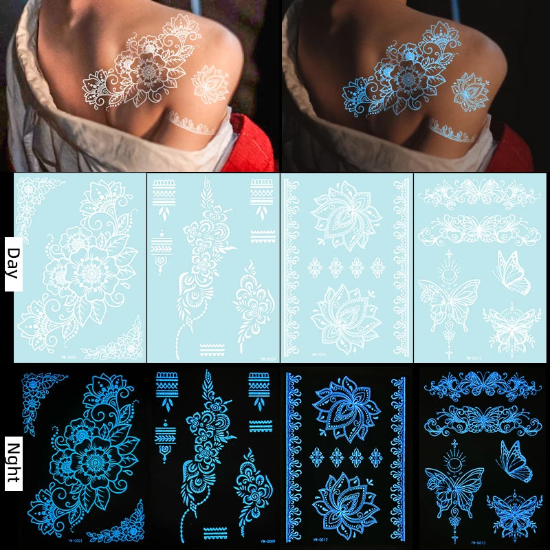 Environmentally Friendly Non-toxic Temporary Water Transfer Luminous Lace Tattoo Stickers
