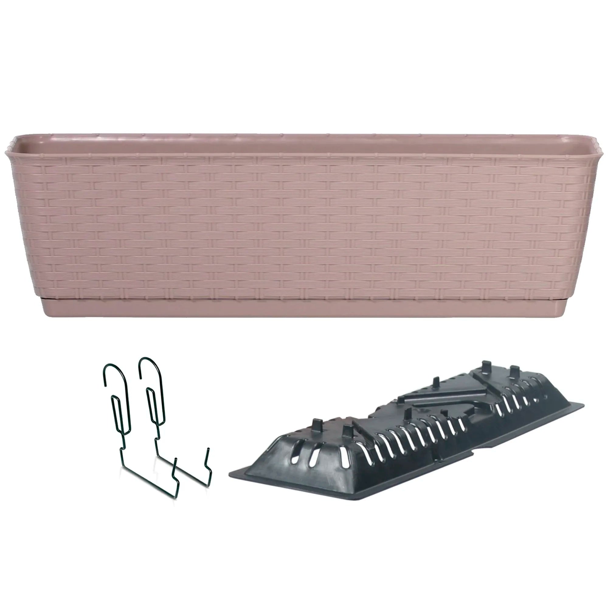 Hanging planter - includes support hooks RATOLLA P dimensions (mm) 590x154x142 Mocca color