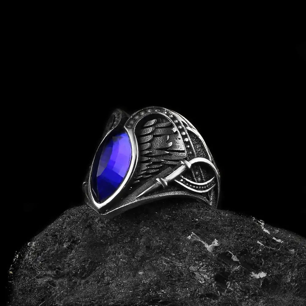 New Arrival Azuris Men's 925 Sterling Silver Ottoman Style Ring Turkey Natural Stone Aqeeq Fashion Model VALKH1024