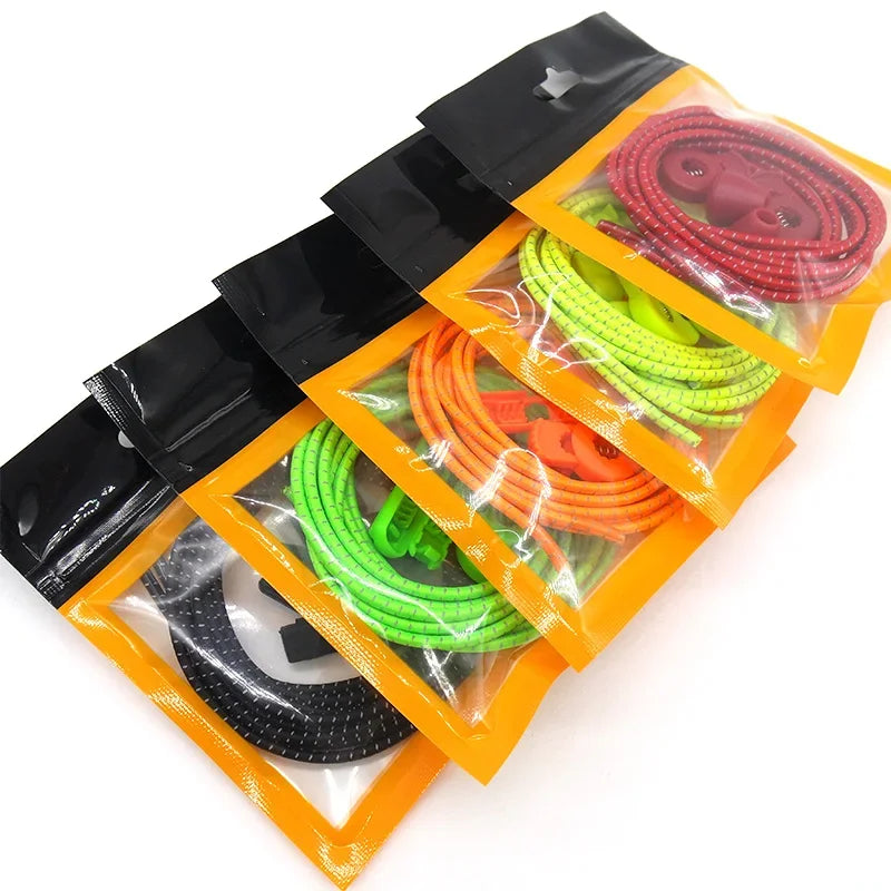 Elastic No-Tie Shoelaces for Kids & Adults One Size Fits All Round Latex Silk Laces for Easy Comfortable Use