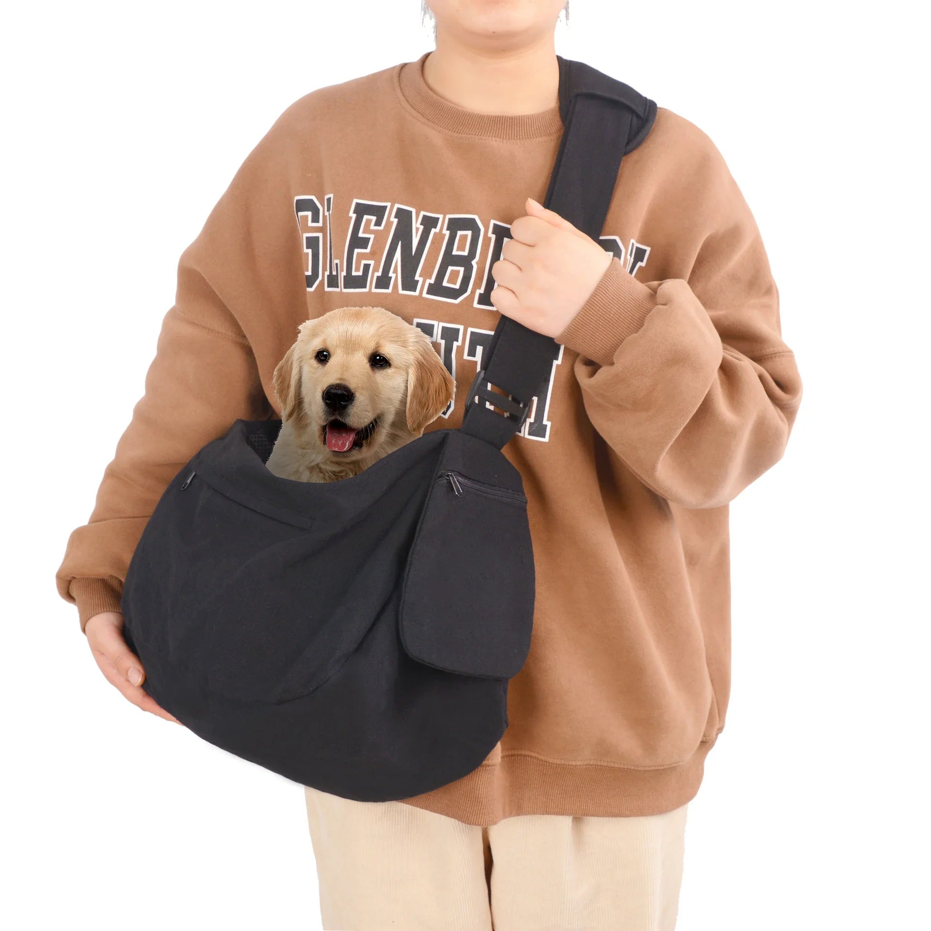 Adjustable Light Weight Modern Pet Sling Carrier with Zipper Closure for Dogs-Breathable Portable Durable Stylish