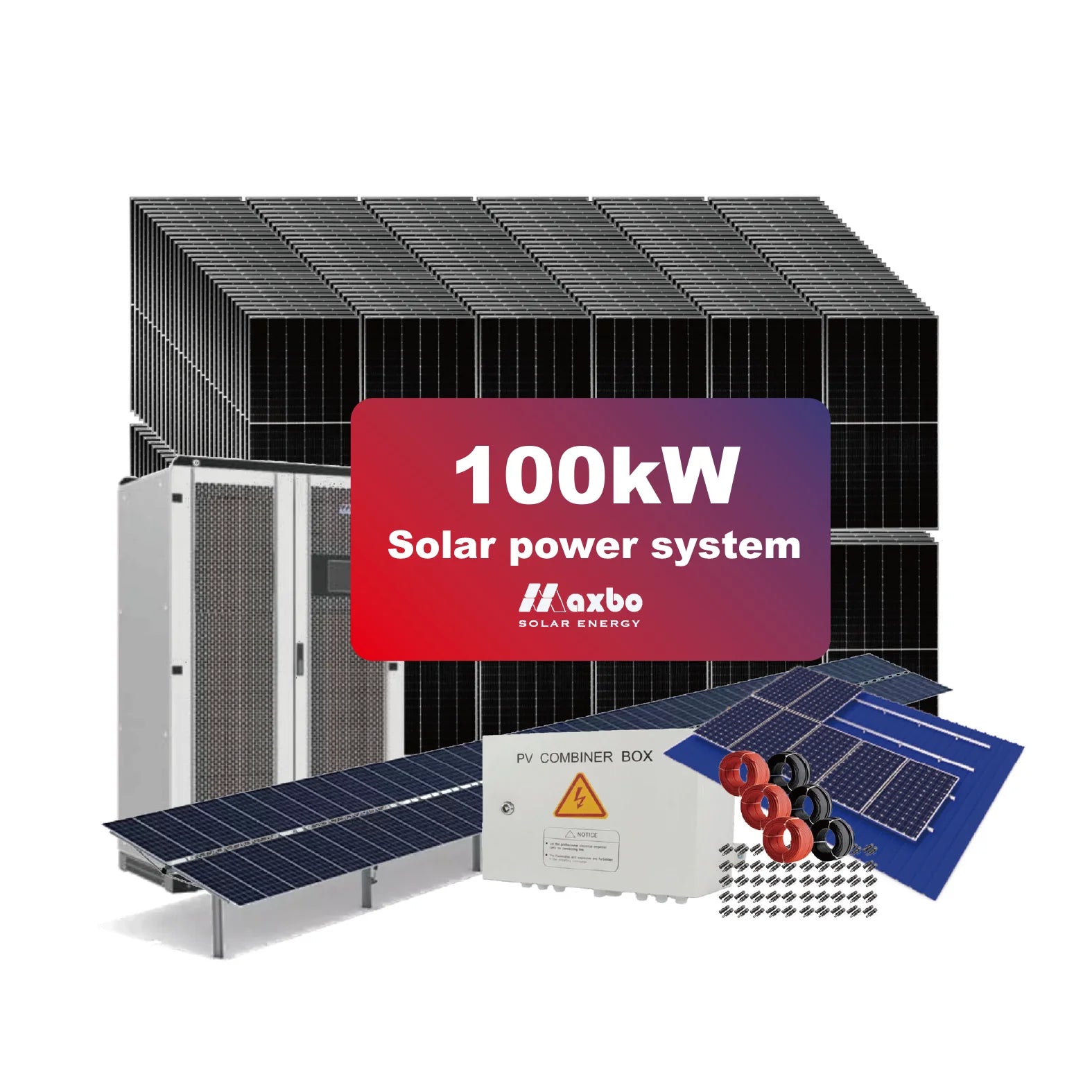 Maxbo 100kw Solar System with MPPT Controller Lithium Ion Battery Monocrystalline Silicon Solar Panels