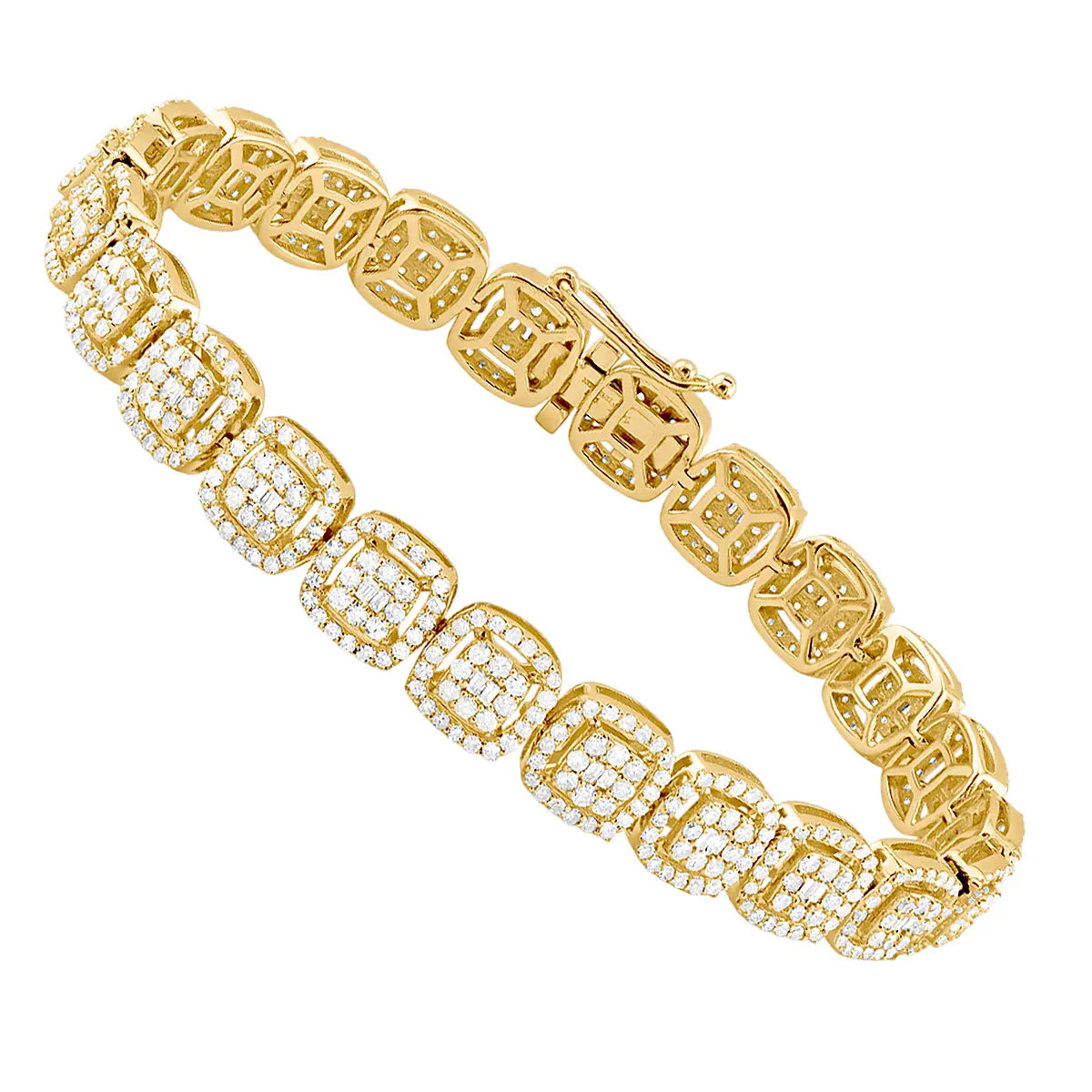 14K White Gold Baguette Diamond Tennis Bracelet 4 Carat Vintage IGI Certified Gold Plated Elegant Fashion Jewelry for Women